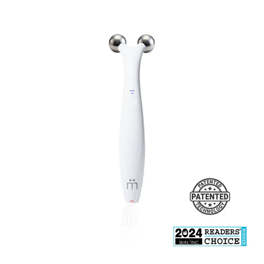 MyoLift QT device with two metallic ends on a white background, featuring a 'Patented' and '2024 Readers' Choice' badge.